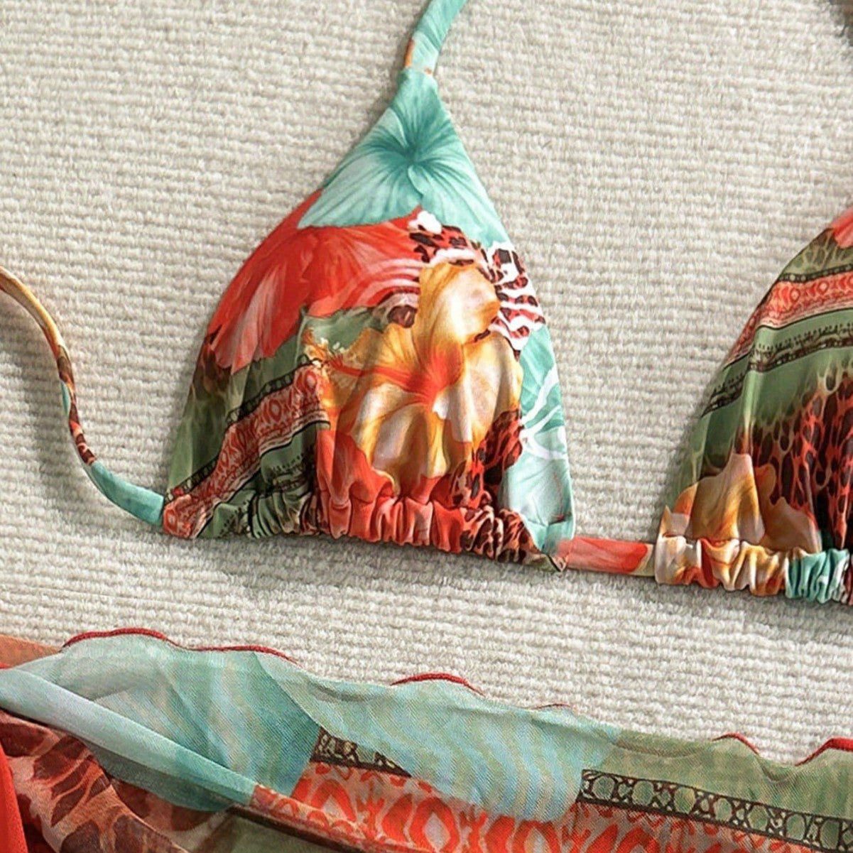 Floral Tie Strap Bikini Set