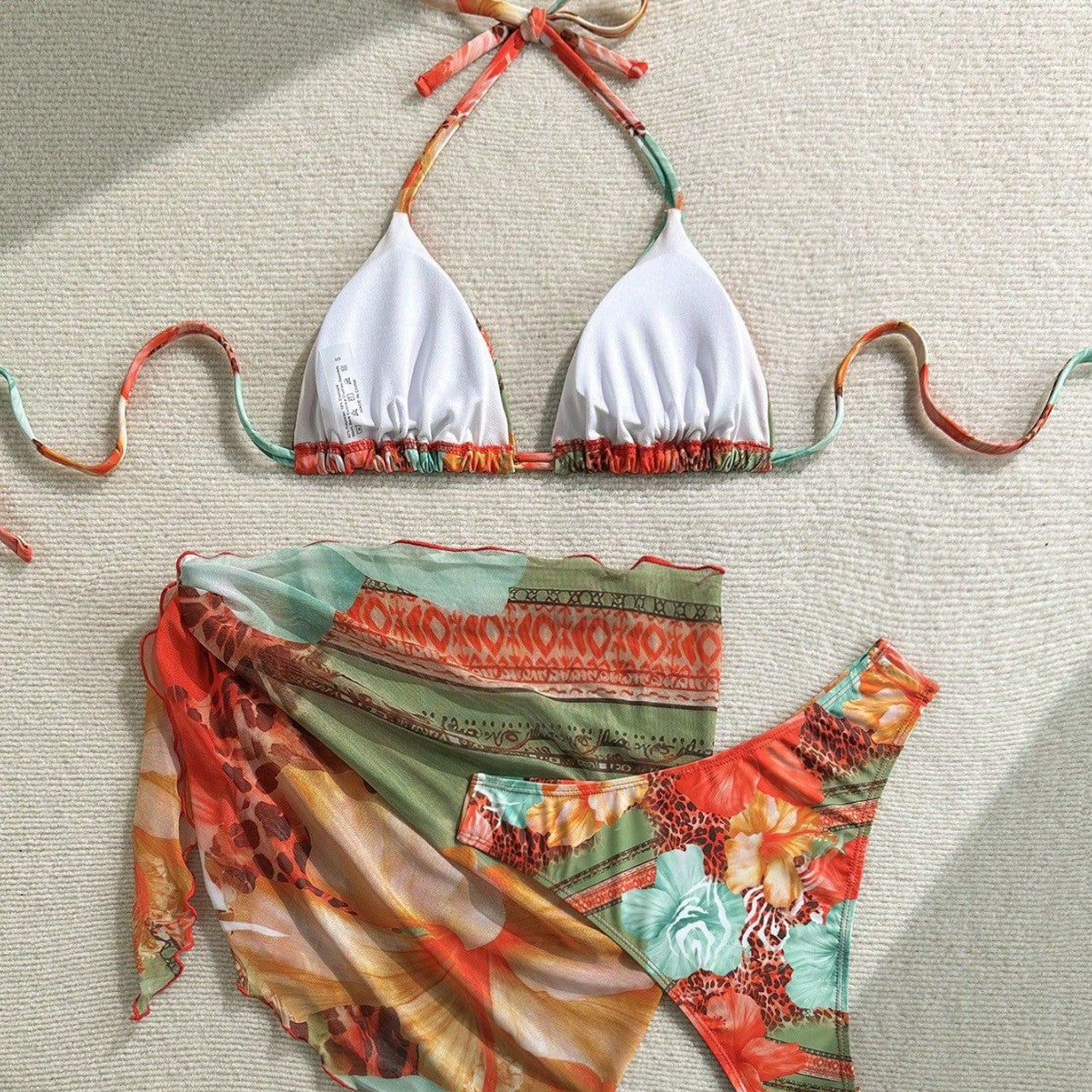 Floral Tie Strap Bikini Set